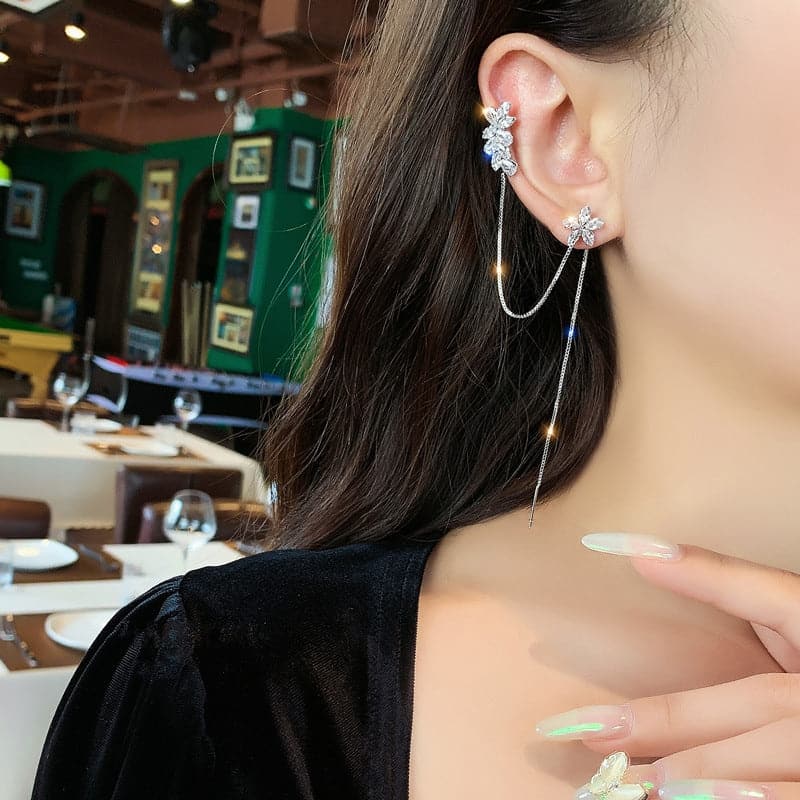 Diamond Zircon S925 Sterling Silver Earrings (18K Gold Plated)