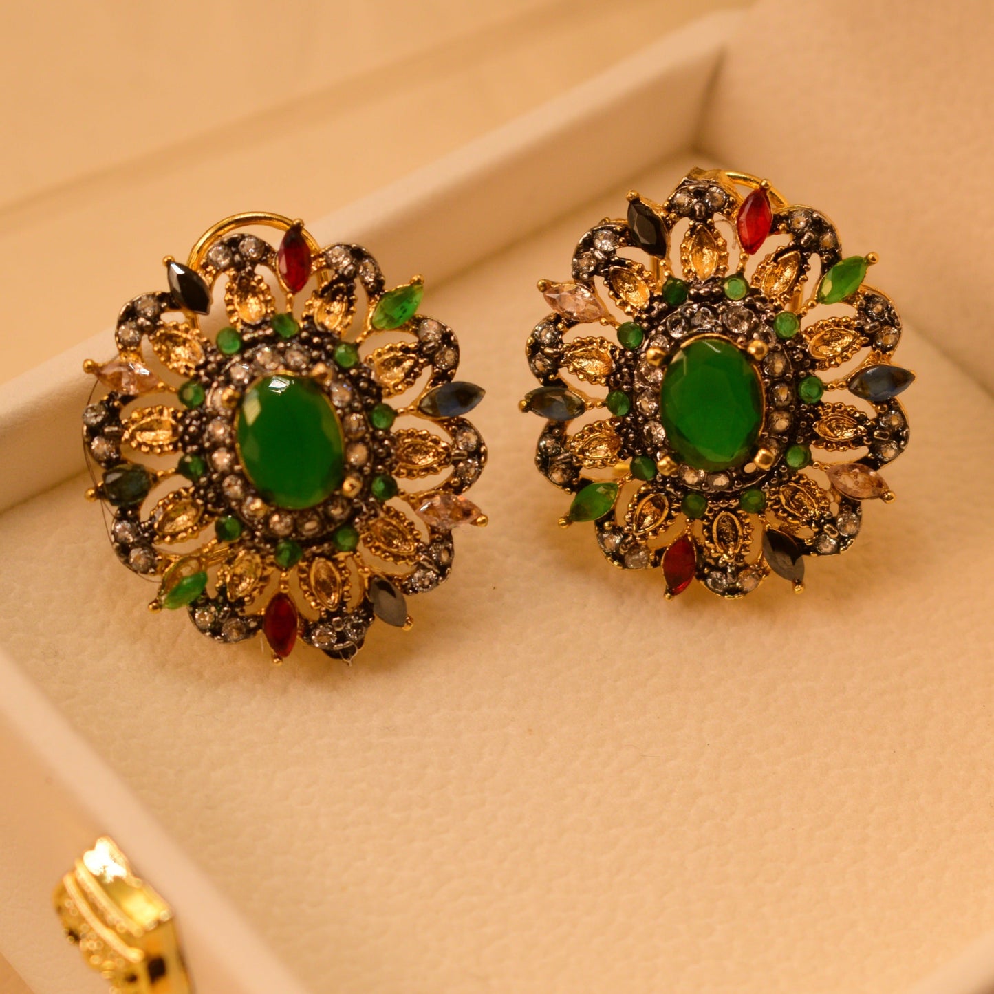 Real Gemstone Gold Plated Earrings For Girls/Women