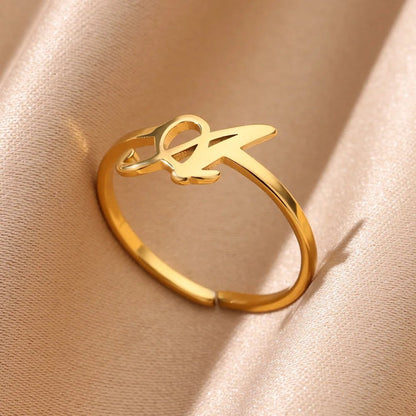 Simple Letter Adjustable Ring