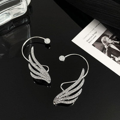 Wing S925 Sterling Silver Earrings (18K White Gold Plated)