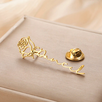 Custom Flower Name Brooch