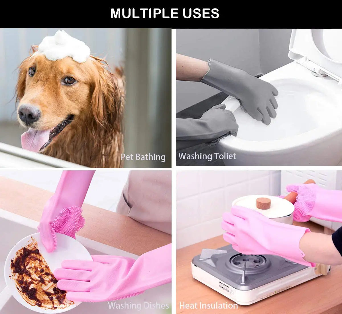 Multipurpose Silicone Cleaning Gloves for Dishwashing, Car Wash, Kitchen and Bathroom