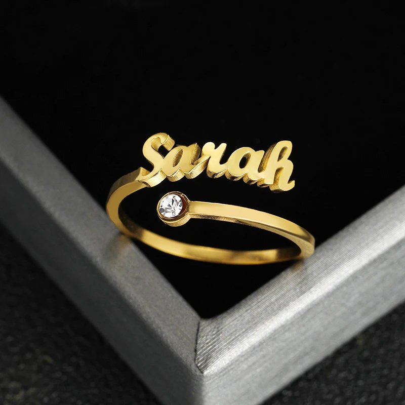Custom Stone Name Rings