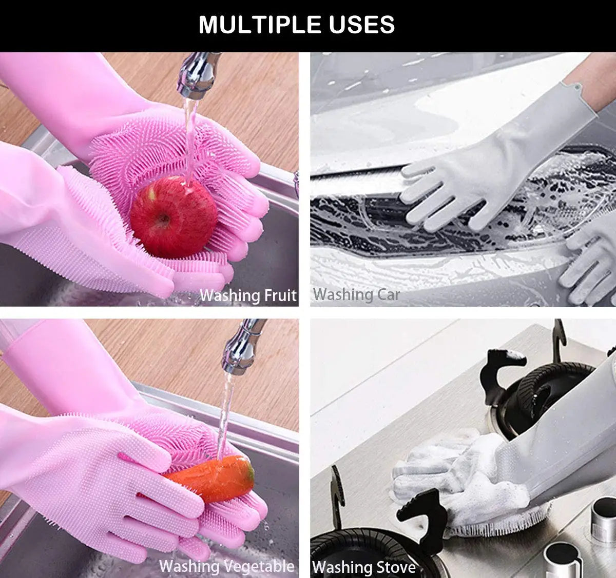 Multipurpose Silicone Cleaning Gloves for Dishwashing, Car Wash, Kitchen and Bathroom