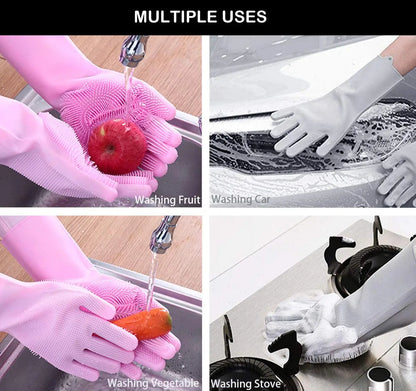Multipurpose Silicone Cleaning Gloves for Dishwashing, Car Wash, Kitchen and Bathroom