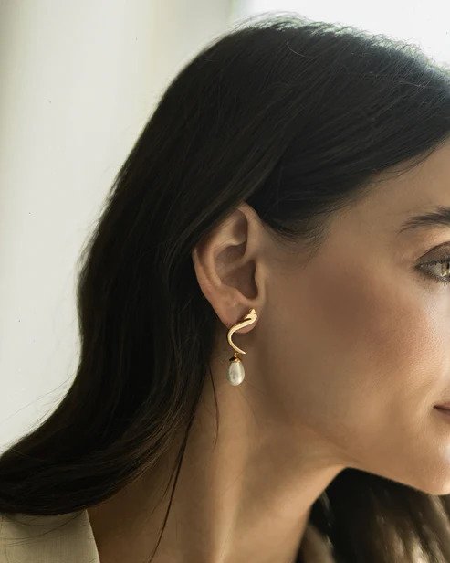 Arabic Initial Pearl Earrings