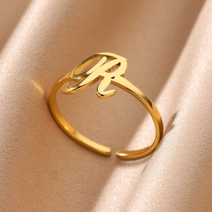 Simple Letter Adjustable Ring