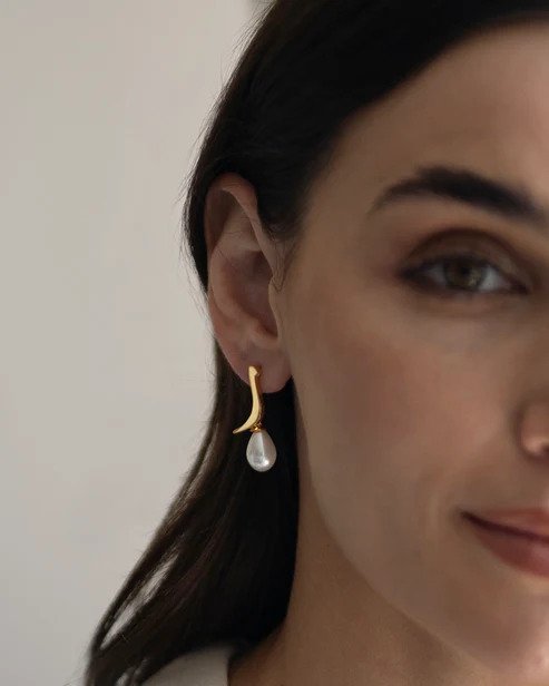 Arabic Initial Pearl Earrings