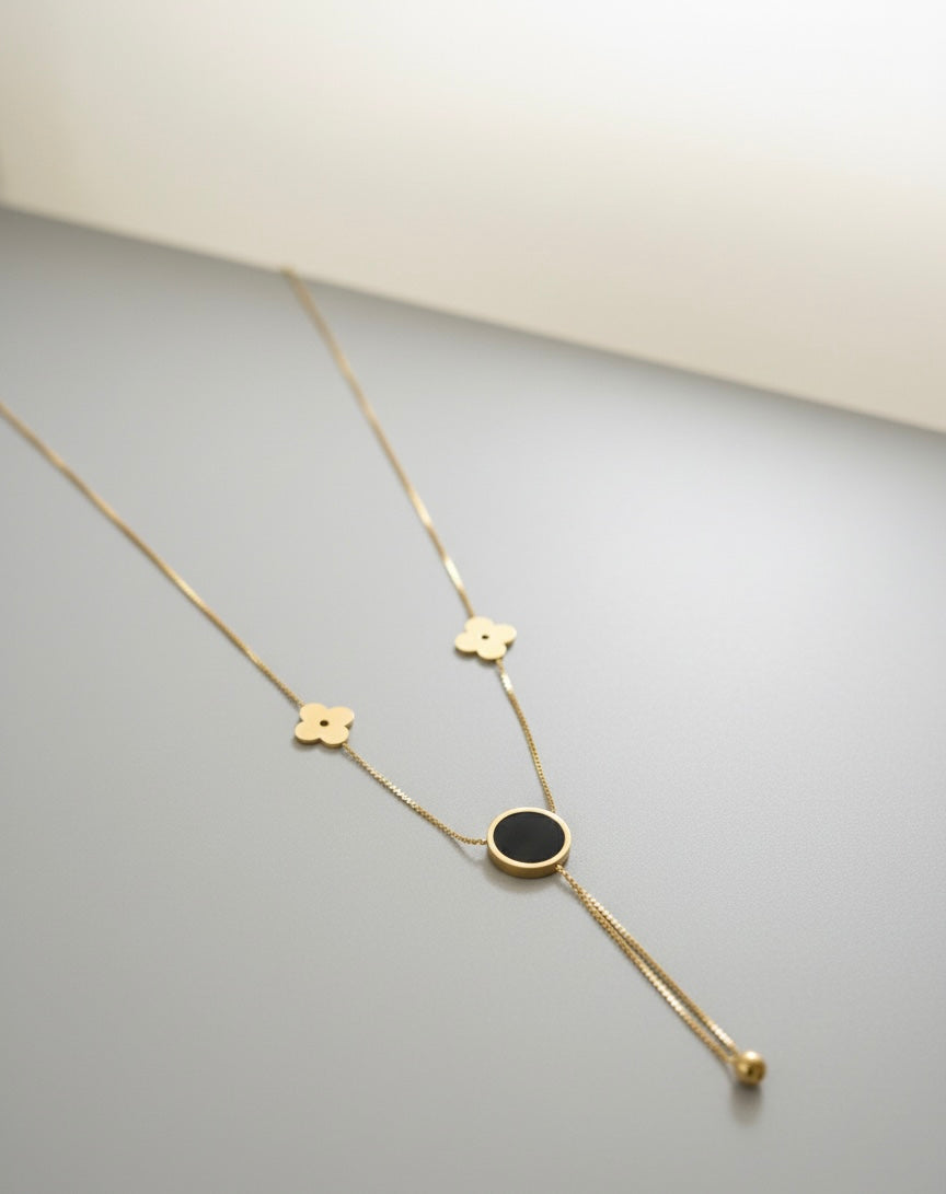 Golden Clover Lariat Pendant