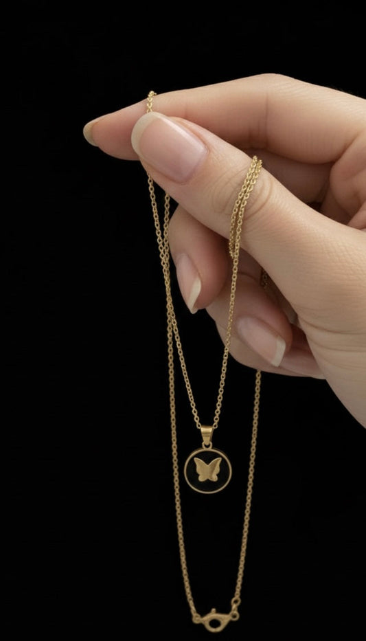 Golden Aura Circle Eclipse Butterfly Pendants