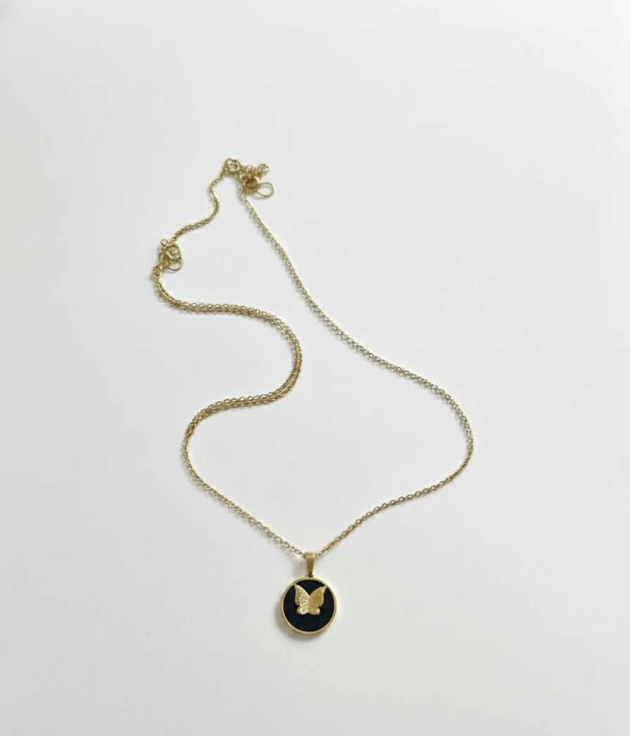 Golden Aura Circle Eclipse Butterfly Pendants