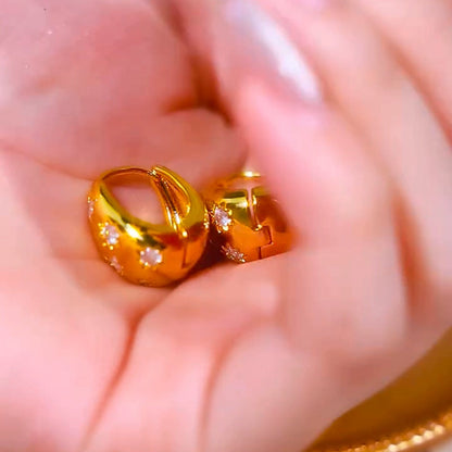 zircon galaxy golden earrings(24k gold plated)