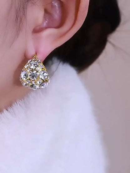 Full diamond cradle earrings(24k Gold plated)