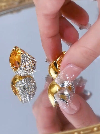 Trendy Diamond earrings(24k gold plated)