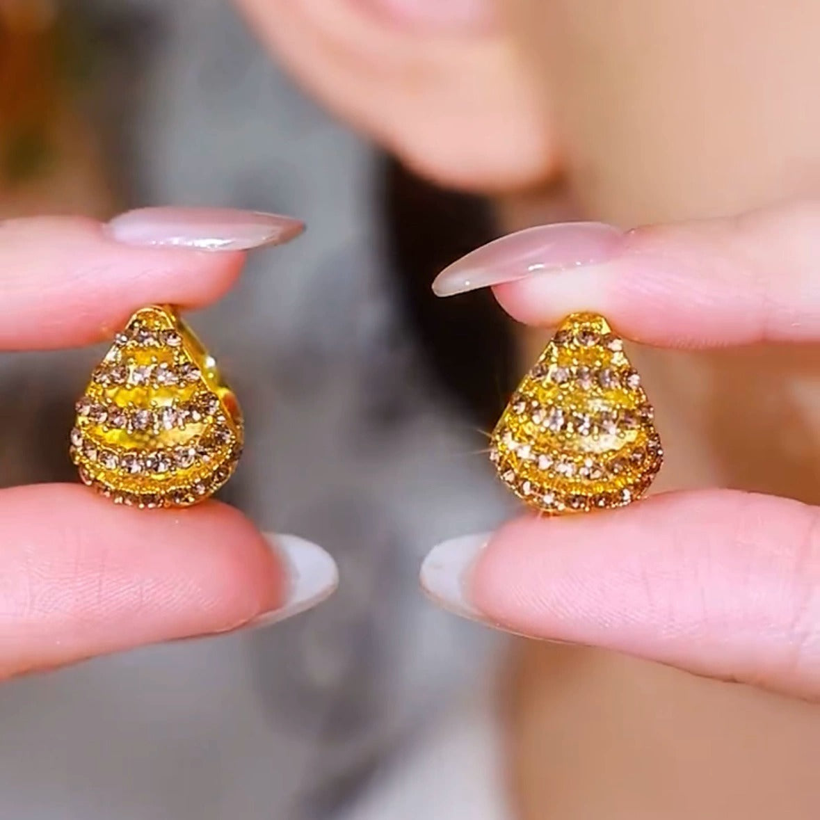 American diamond zircon earrings(24k gold plated)