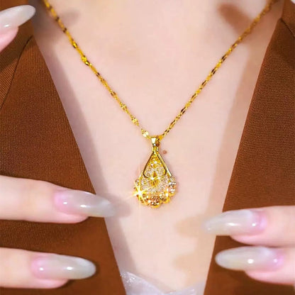 Golden mesh crystal necklace(24k gold plated)