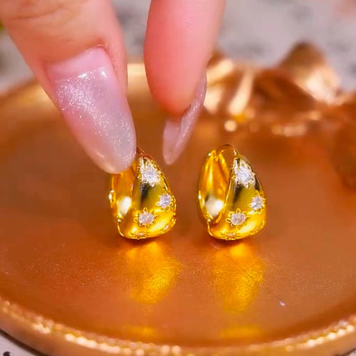 zircon galaxy golden earrings(24k gold plated)