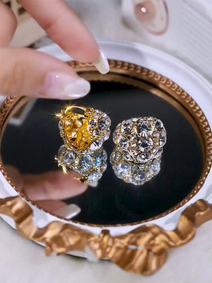 Full diamond cradle earrings(24k Gold plated)