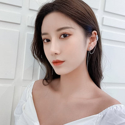 Diamond Zircon S925 Sterling Silver Earrings (18K Gold Plated)