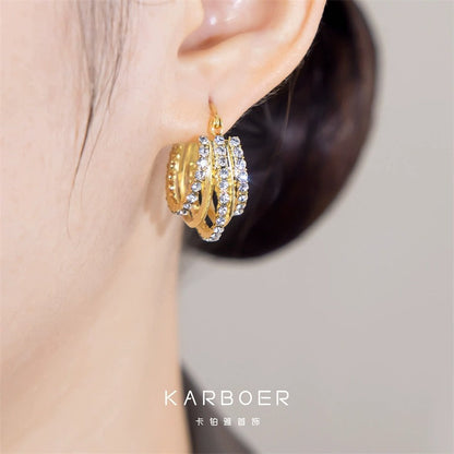 Trendy Diamond zircon earrings(24k gold plated)