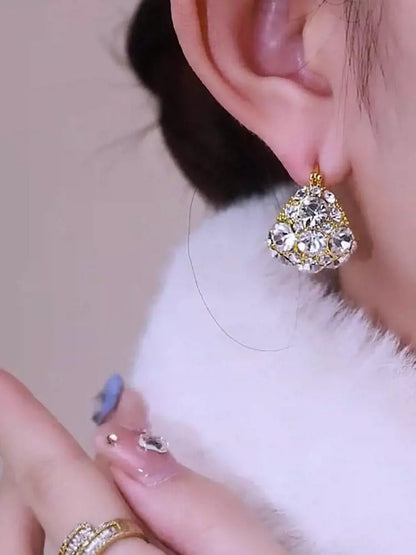 Full diamond cradle earrings(24k Gold plated)