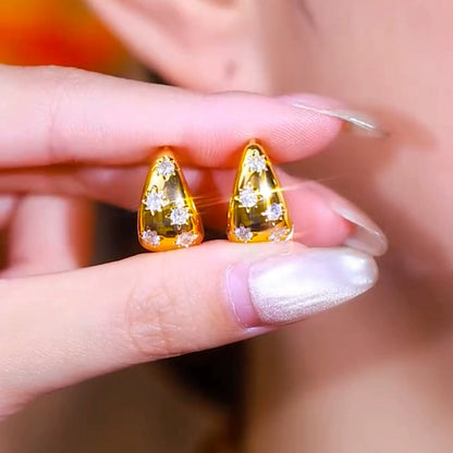 zircon galaxy golden earrings(24k gold plated)