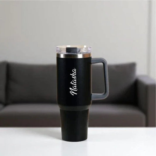 Engraved Name Thermal Travel Mug with Handle 1200ml