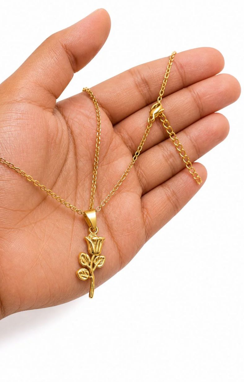 Golden Velvet Rose Anti-Tarnish Necklace