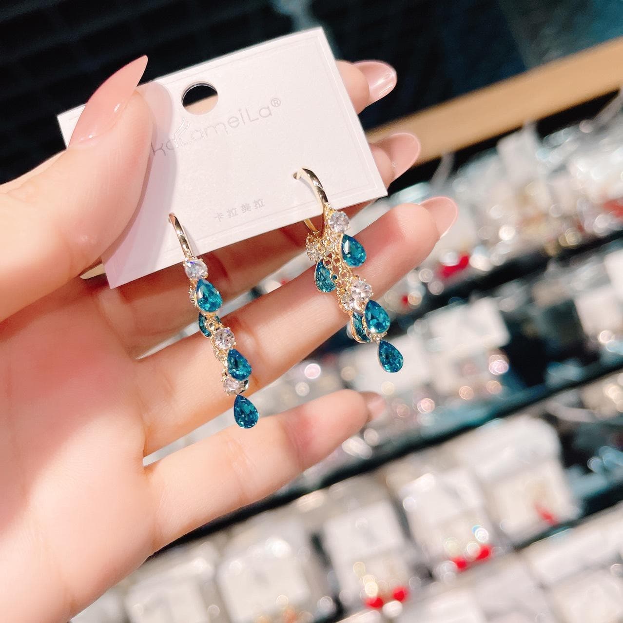 Blue Zircon S925 Sterling Silver Earrings (18K Gold Plated)