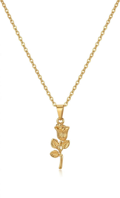 Golden Velvet Rose Anti-Tarnish Necklace