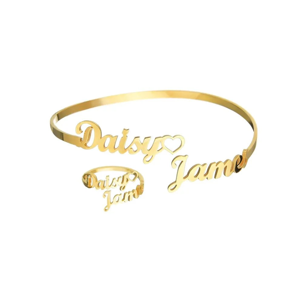 Custom Double Name Bracelet & Ring Set