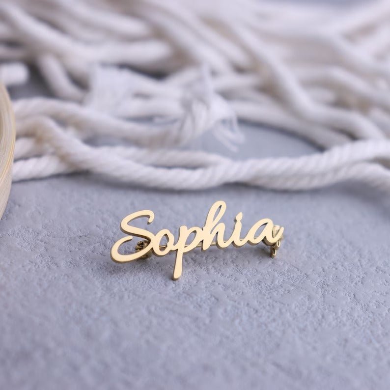 Customize Name Brooch – Personalized Silver/Golden Breastpin with Initials or Numbers