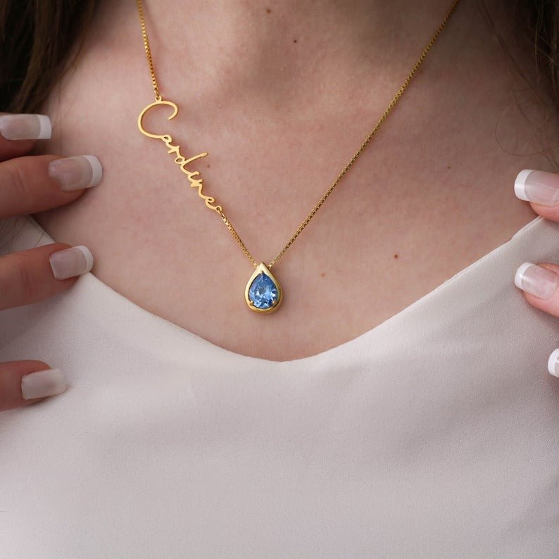 Customized Name Necklace With Stone