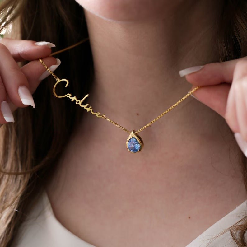 Customized Name Necklace With Stone
