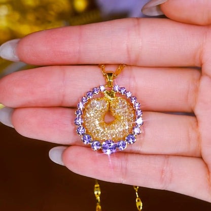 French style diamond necklace(24k gold plated)