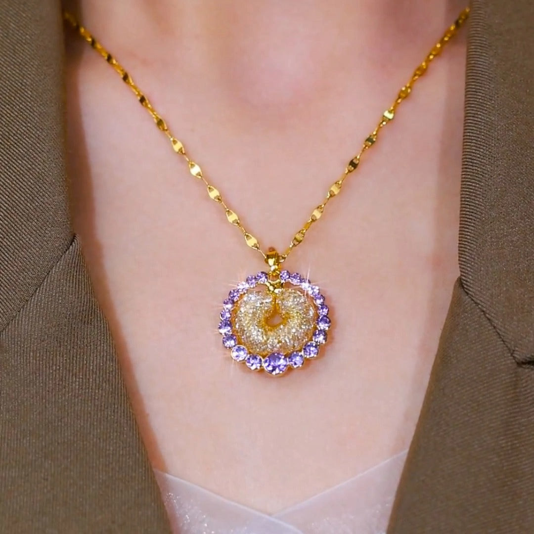 French style diamond necklace(24k gold plated)