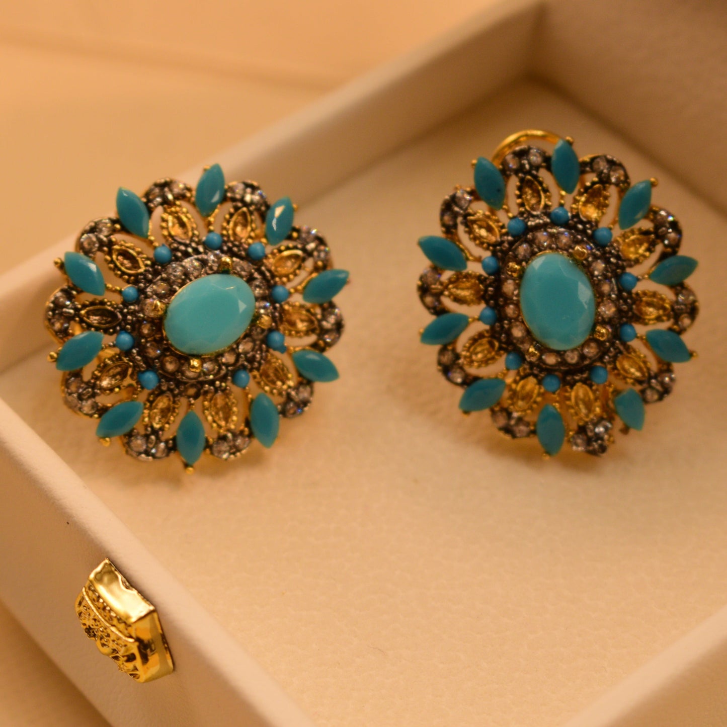 Real Gemstone Gold Plated Earrings For Girls/Women