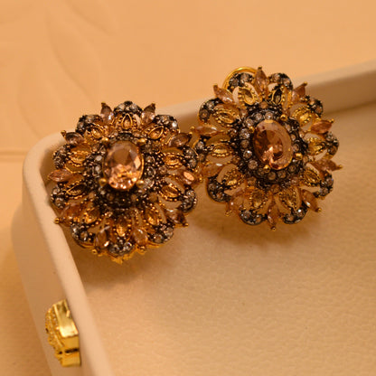 Real Gemstone Gold Plated Earrings For Girls/Women