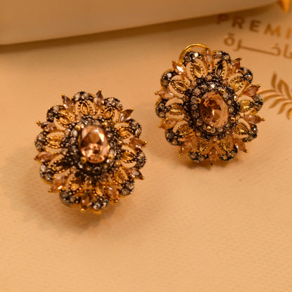 Real Gemstone Gold Plated Earrings For Girls/Women