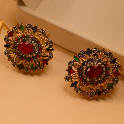 Real Gemstone Gold Plated Earrings For Girls/Women