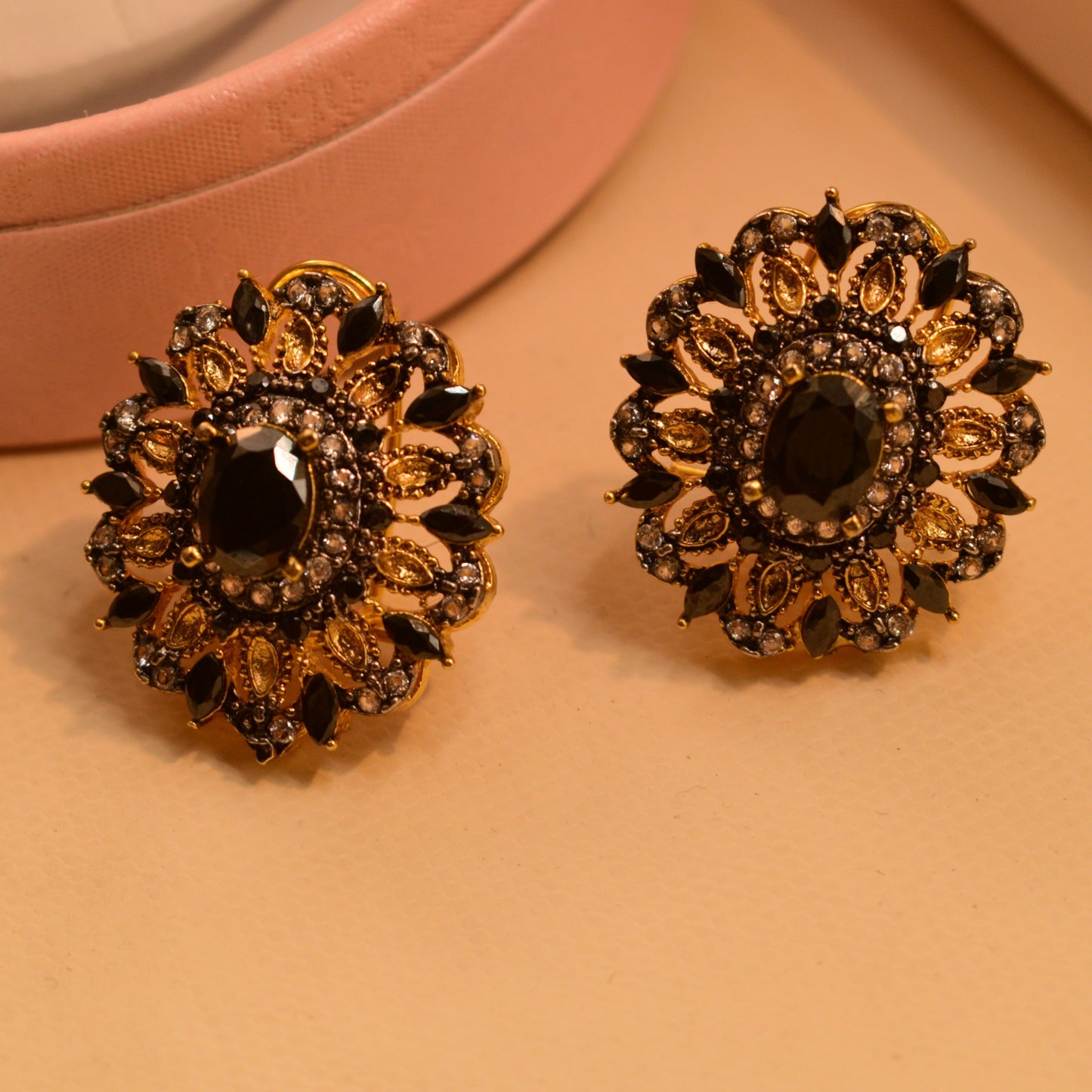 Real Gemstone Gold Plated Earrings For Girls/Women