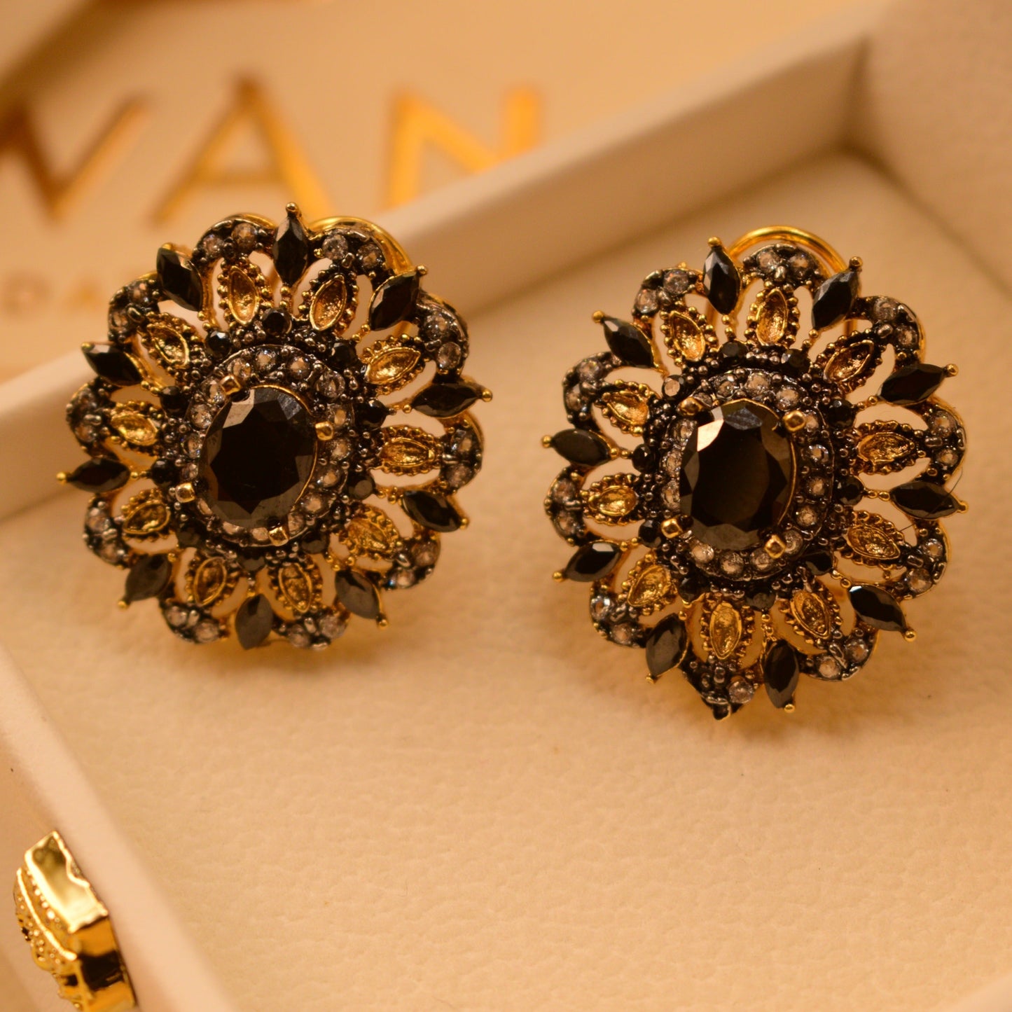 Real Gemstone Gold Plated Earrings For Girls/Women