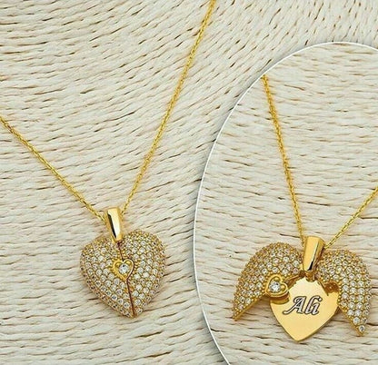 Engrave Name Open Heart Necklace – Personalized Gold & Silver Pakistan