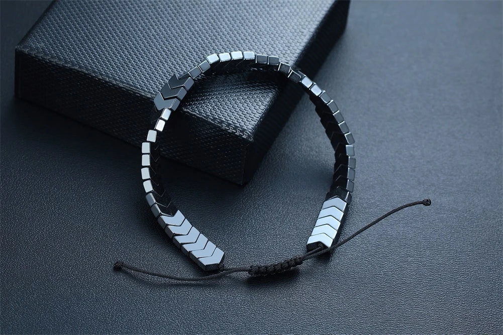Rough Hematite Adjustable Arrow Bracelet
