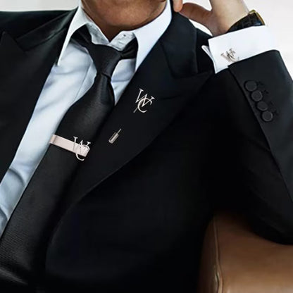 Personalized Stainless Steel Cufflink, Tie Bar & Lapel Pin Set