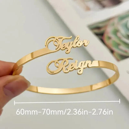 Personalized Couple’s Bracelet  – Adjustable Open Design