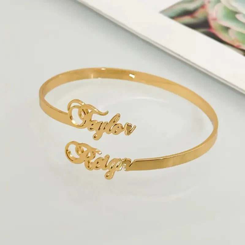 Personalized Couple’s Bracelet  – Adjustable Open Design